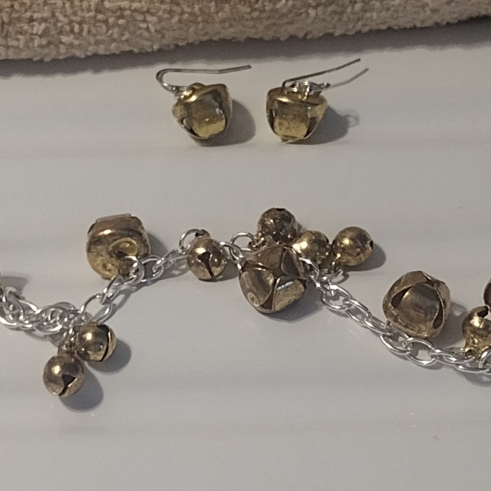 Gold and Silver Jingle Bell Jewelry Set